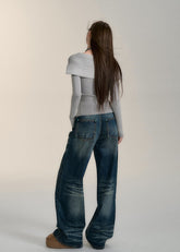 Slim fit design large lapel wool sweater